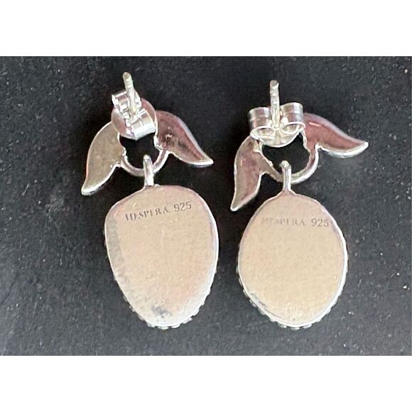 New Hespera 925 Sterling Silver & Kingman Turquoise Oval Dangle Drop Earrings - Picture 8 of 8